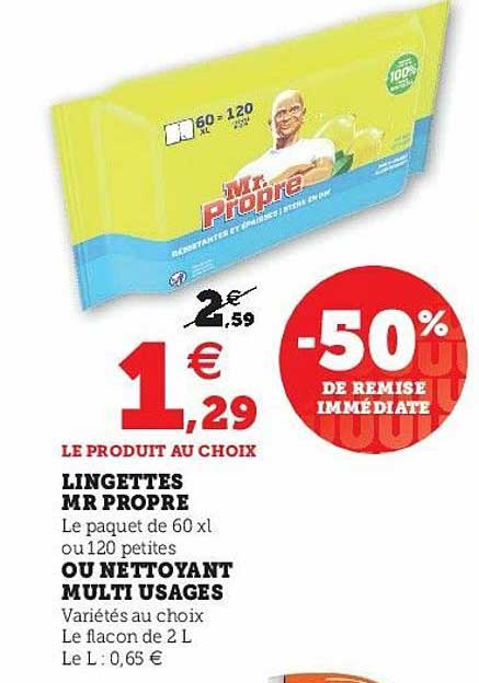 lingettes mr propre ou nettoyant multi usages