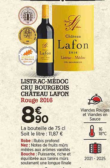 listrac-médoc cru bourgeois château lafon rouge 2016