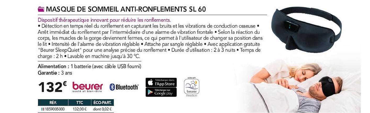 masque de sommeil anti-ronflement sl60 beurer