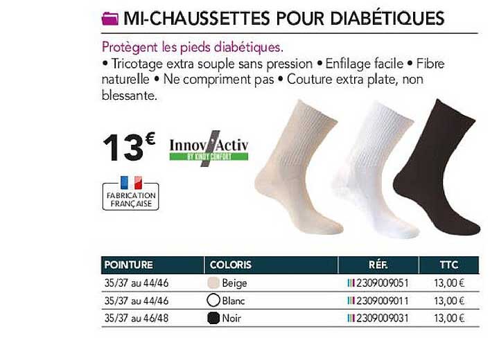 Mi-chaussettes Pour Diabétique Innov'activ