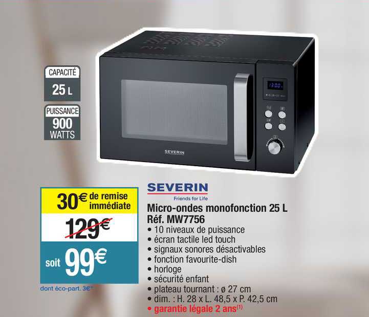 micro-ondes monofonction 25 l réf. mw7756 severin