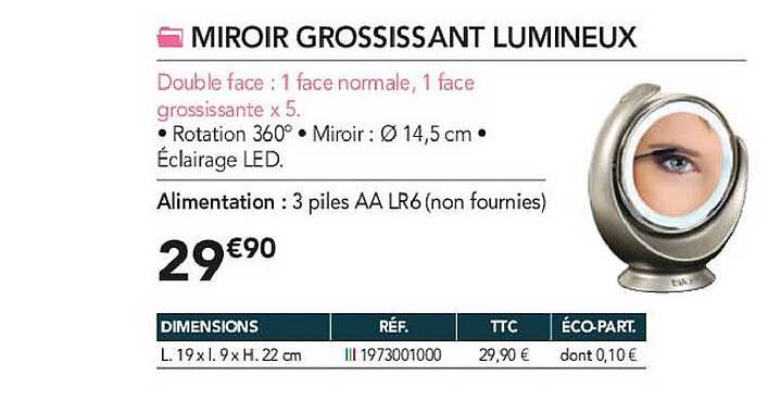 miroir grossissant lumineux