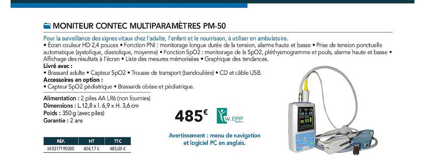 Moniteur Contec Multiparamètres Pm-50