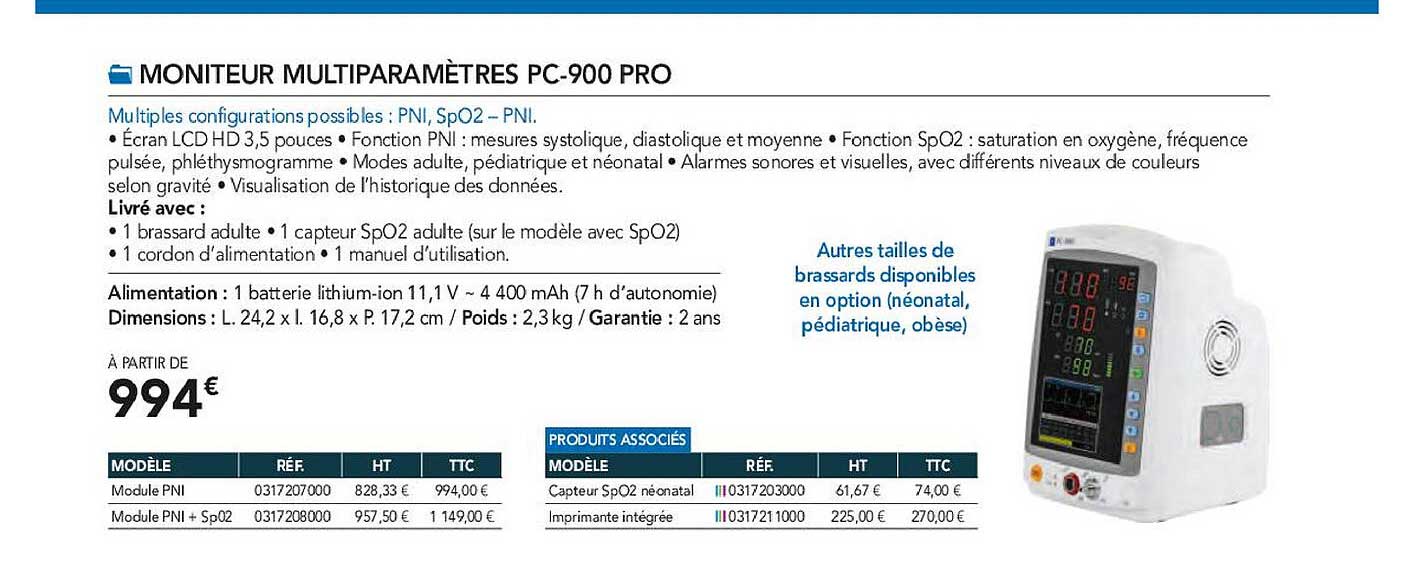 Moniteur Multiparamètres Pc-900 Pro