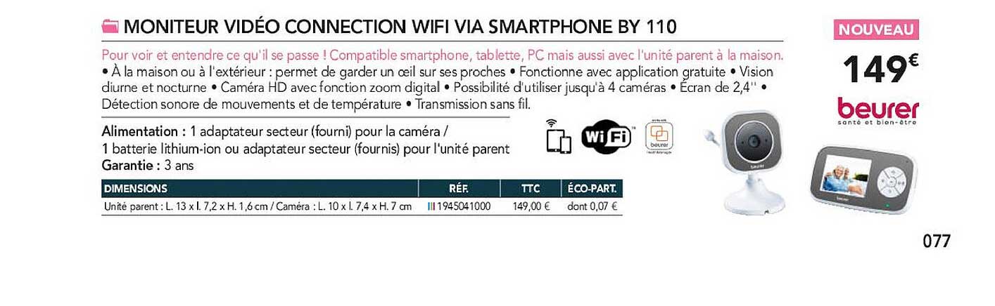 moniteur vidéo connection wifi via smartphone by 110