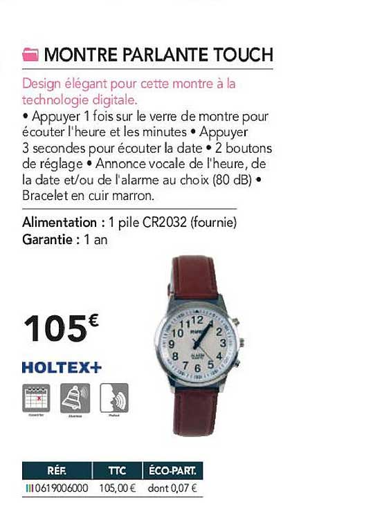 montre parlante touch holtex+
