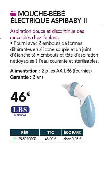 mouche-bébé électrique aspibaby II lbs médical