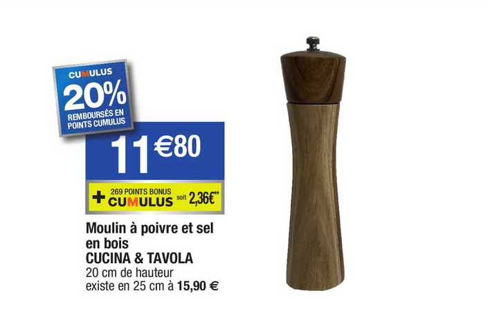 moulin à poivre et sel en bois cucina & tavola