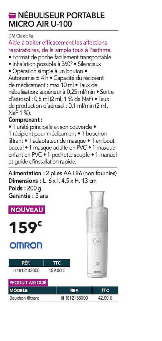 nébuliseur portable micro air u-100 omron