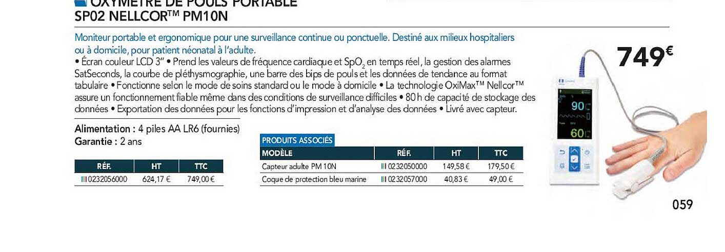 Oxymètre De Pools Portable Sp02 Nellcor Pm10n