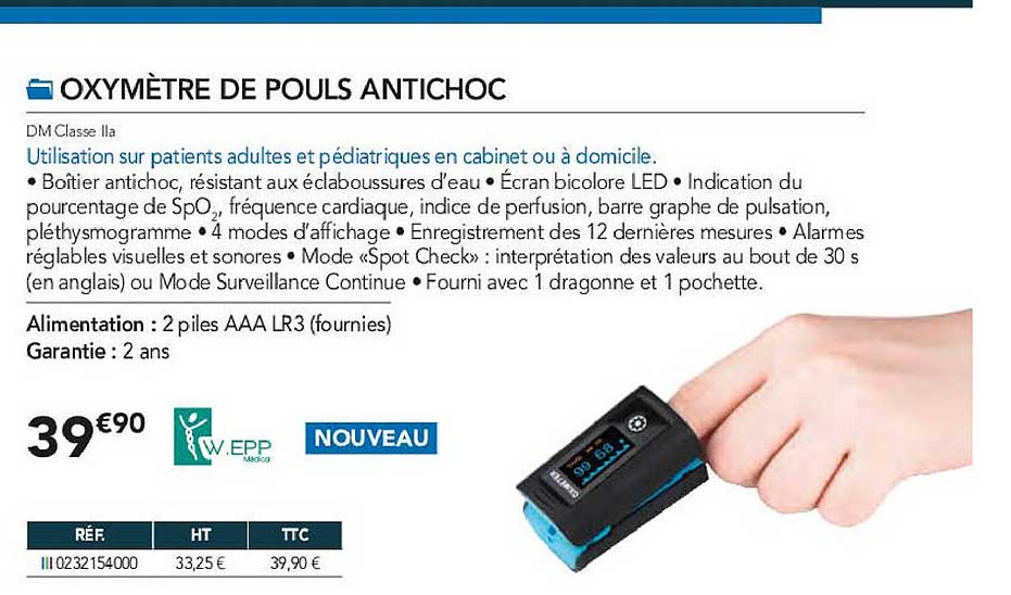 oxymètre de pouls antichoc