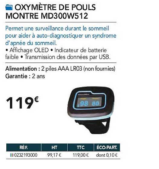oxymètre de pouls montre md300w512