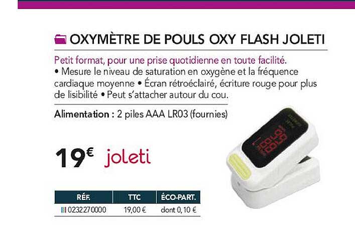 oxymètre de pouls oxy flash joleti