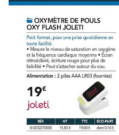 oxymètre de pouls oxy flash joleti