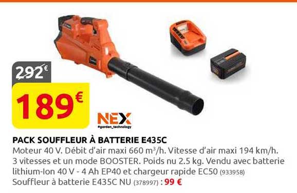 pack souffleur à batterie e435c nex