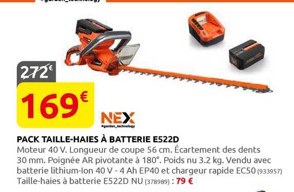 pack taille-haies à batterie e522d nex