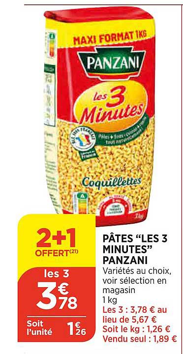 pâtes "les 3 minutes" panzani
