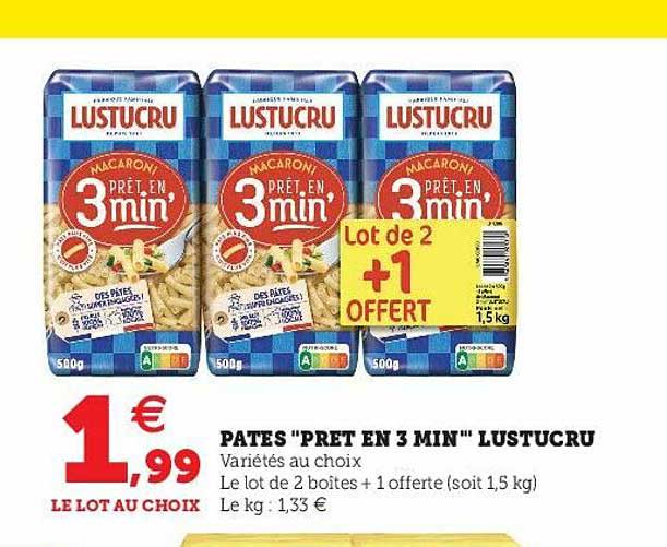 pâtes "prêt en 3 min" lustucru