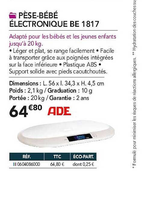 pèse-bébé électronique be 1817 ade