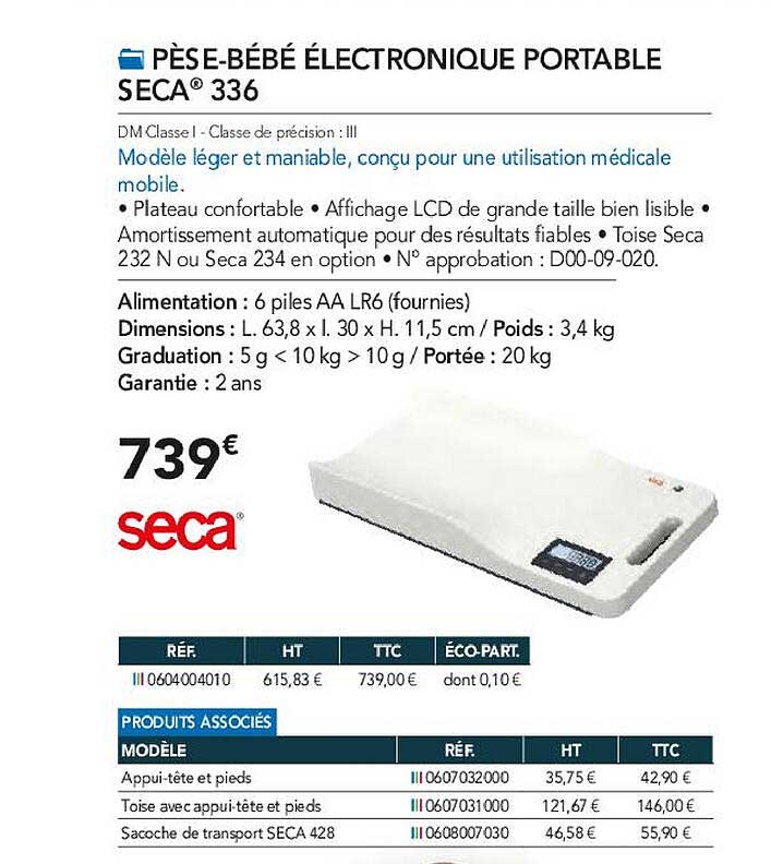 pèse-bébé électronique portable seca 336
