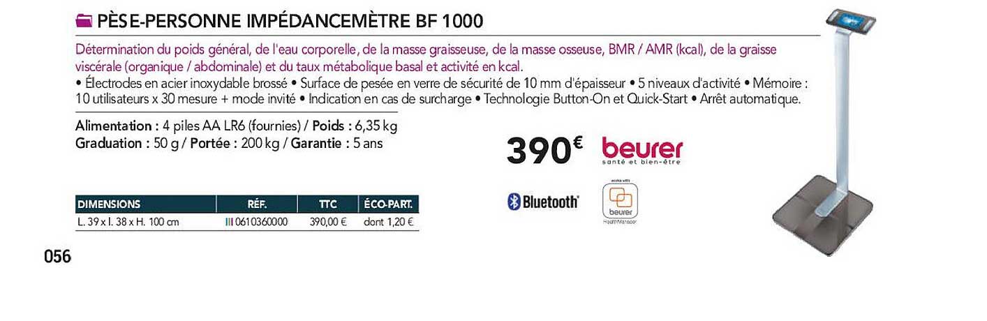 pèse-personne impédancemètre bf 1000 beurer