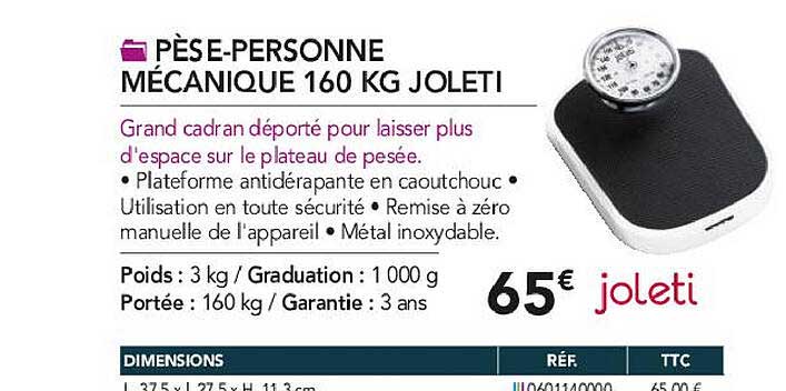 pèse-personne mécanique 160 kg joleti