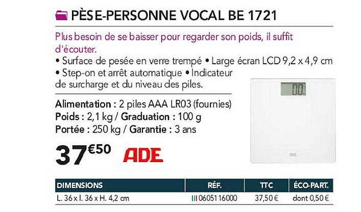 pèse-personne vocal be 1721 ade