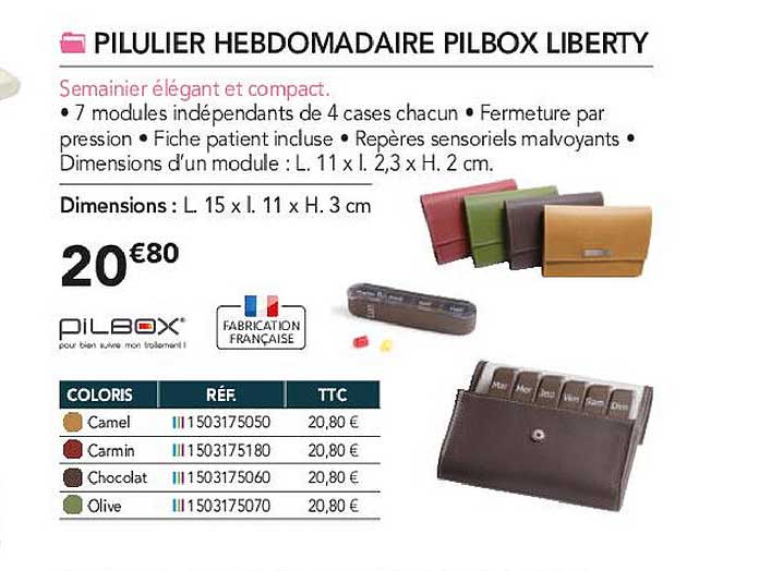 pilulier hebdomadaire pilbox liberty