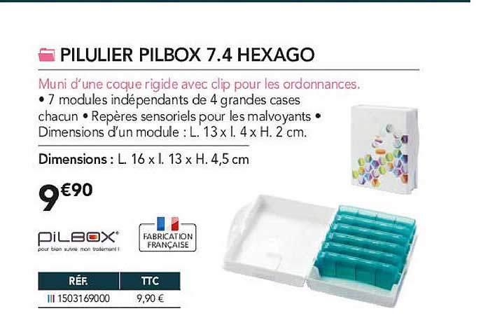 pilulier pilbox 7.4 hexago