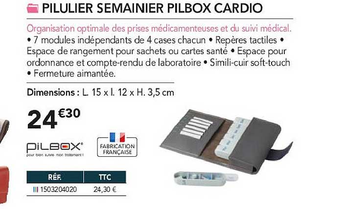 pilulier semainier pilbox cardio