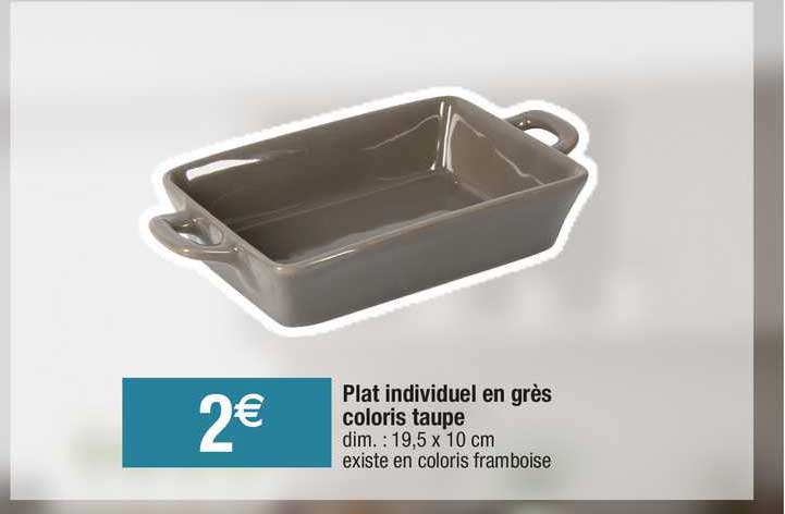 plat individuel en grès coloris taupe