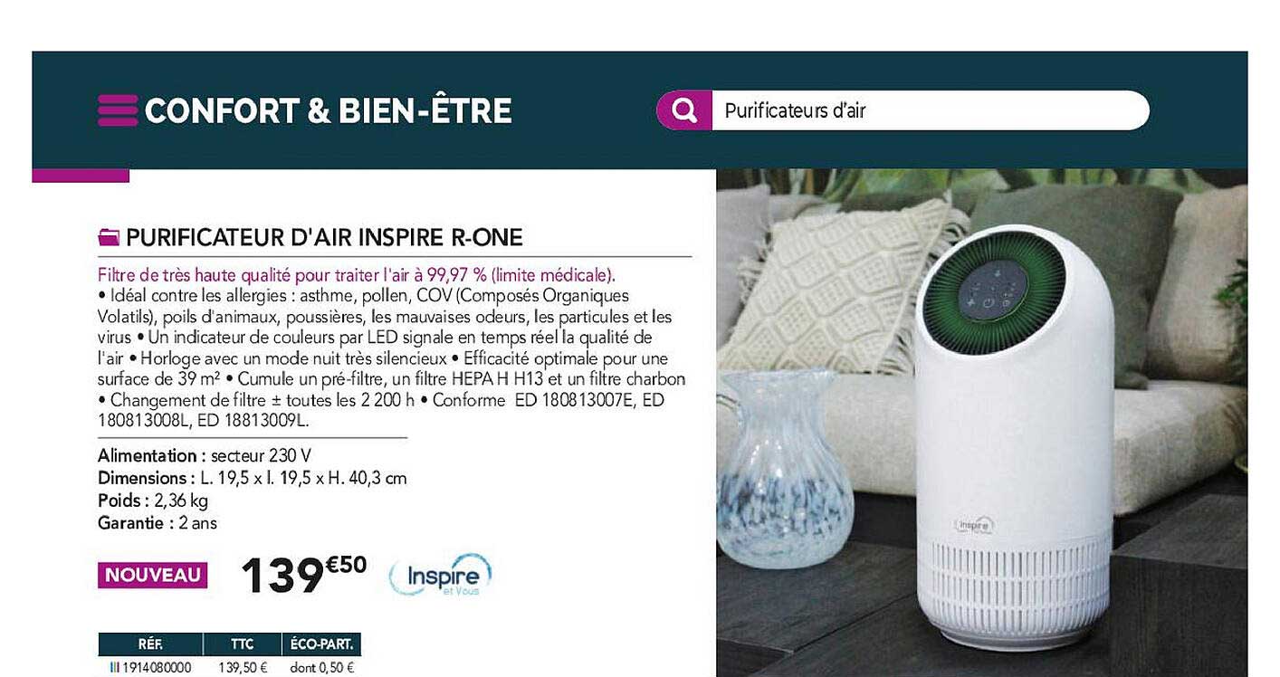 purificateur d'air inspire r-one