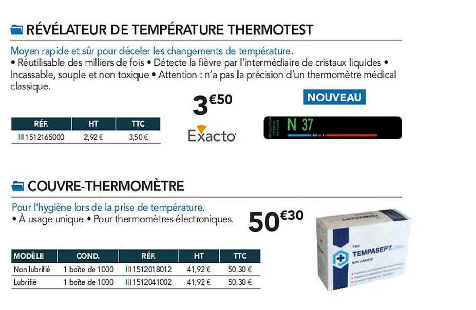 révélateur de température thermotest, couvre-thermomètre