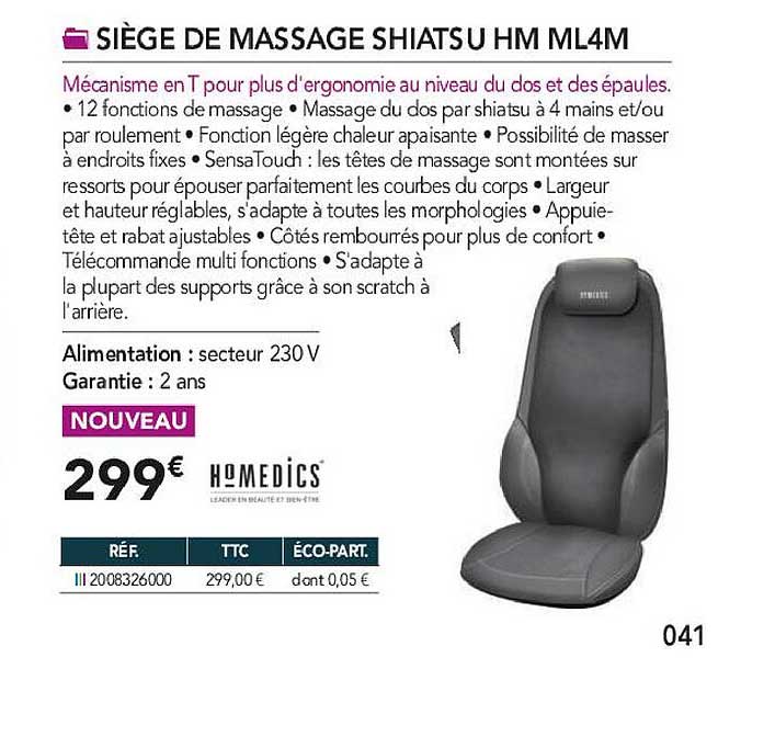 siège de massage shiatsu hm ml4m homedics