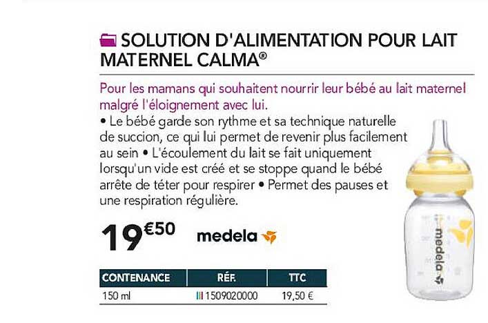 solution d'alimentation pour lait maternel calma medela