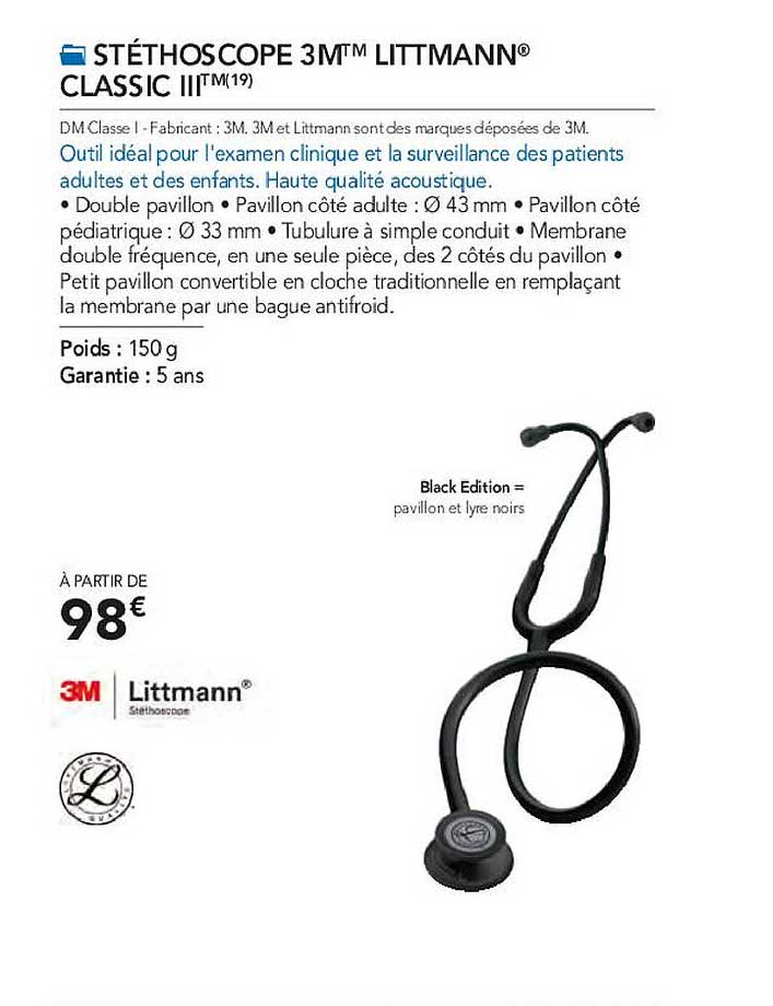 stéthoscope 3m littmann classic III