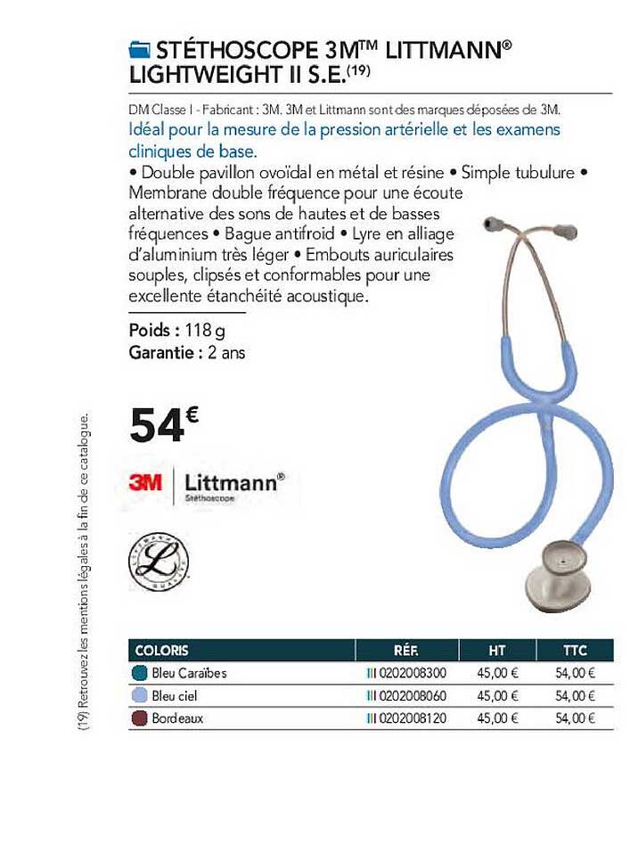 stéthoscope 3m littmann lightweight II s.e.