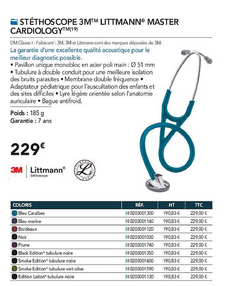 stéthoscope 3m littmann master cardiology