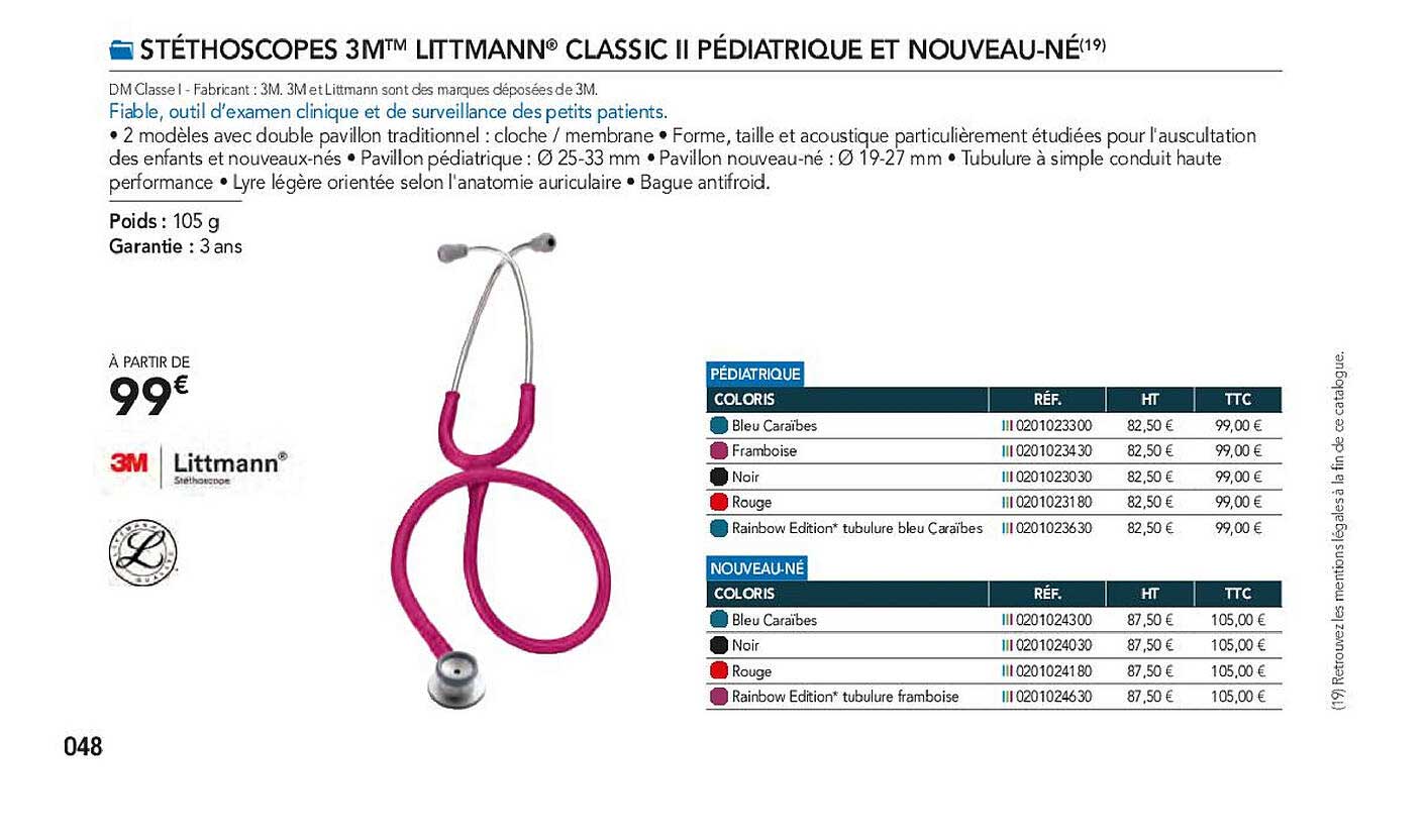 stéthoscopes 3m littmann classic II pédiatrique et nouveau-né