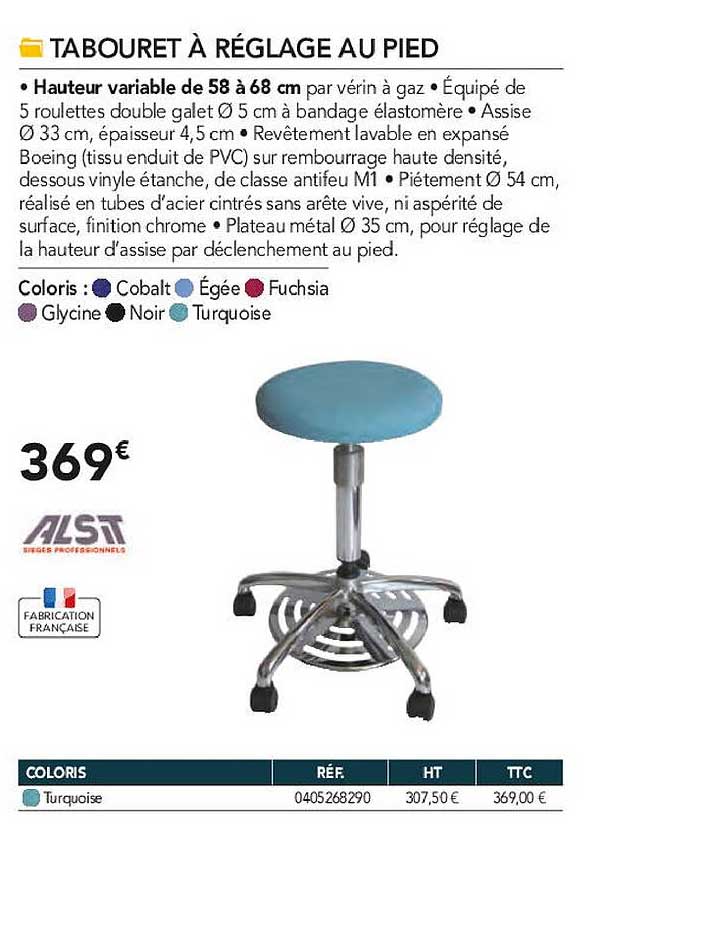 tabouret à réglage au pied