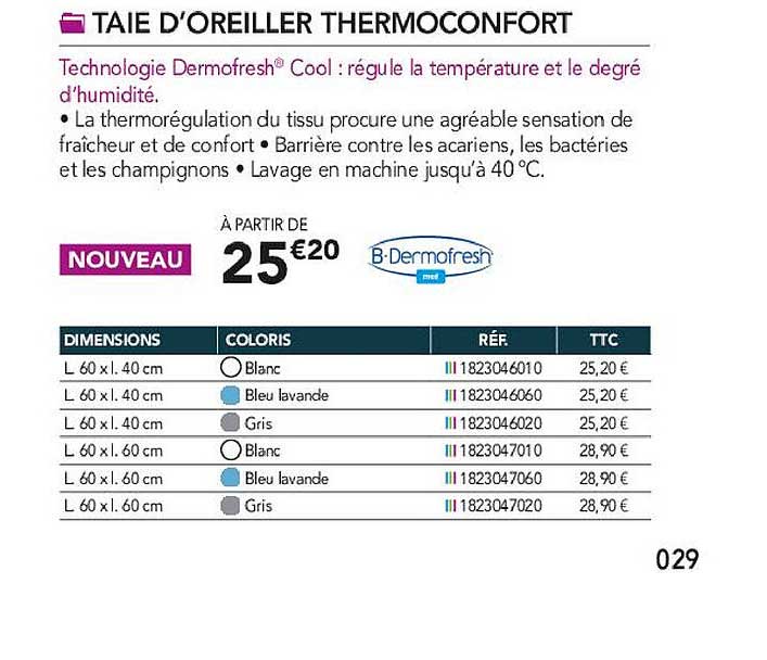 taie d'oreiller thermoconfort b-dermofresh