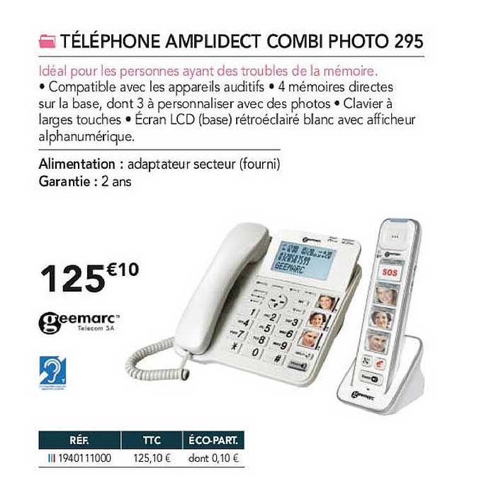 téléphone amplidect combi photo 295 geemarc