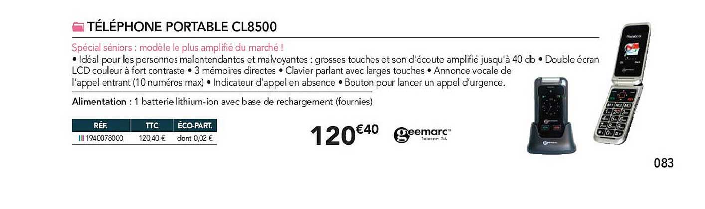 téléphone portable cl8500 geemarc