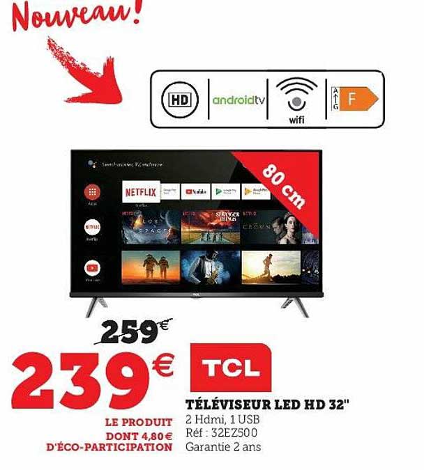 Téléviseur Led Hd 32" Tcl