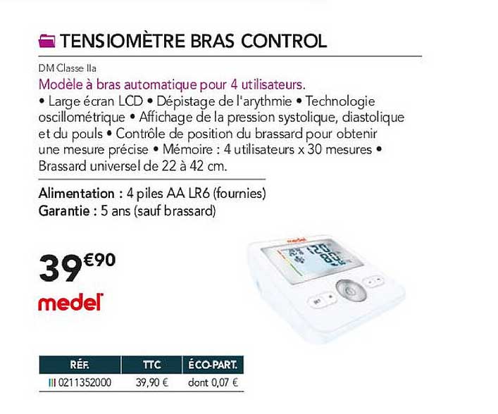 tensiomètre bras control medel