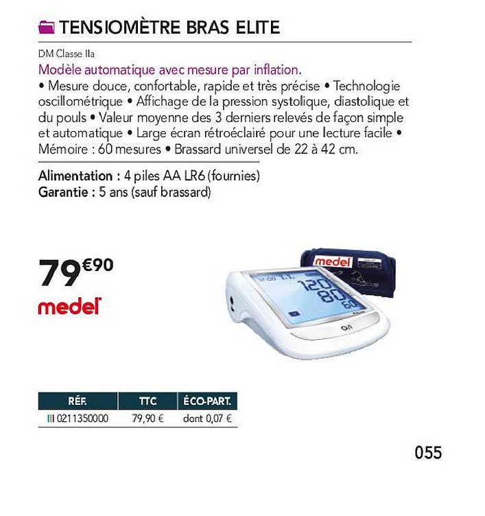 tensiomètre bras elite medel