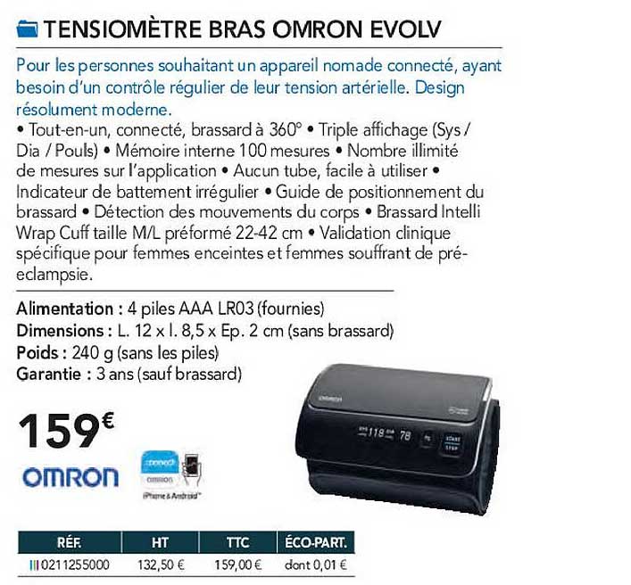 Tensiomètre Bras Omron Evolv