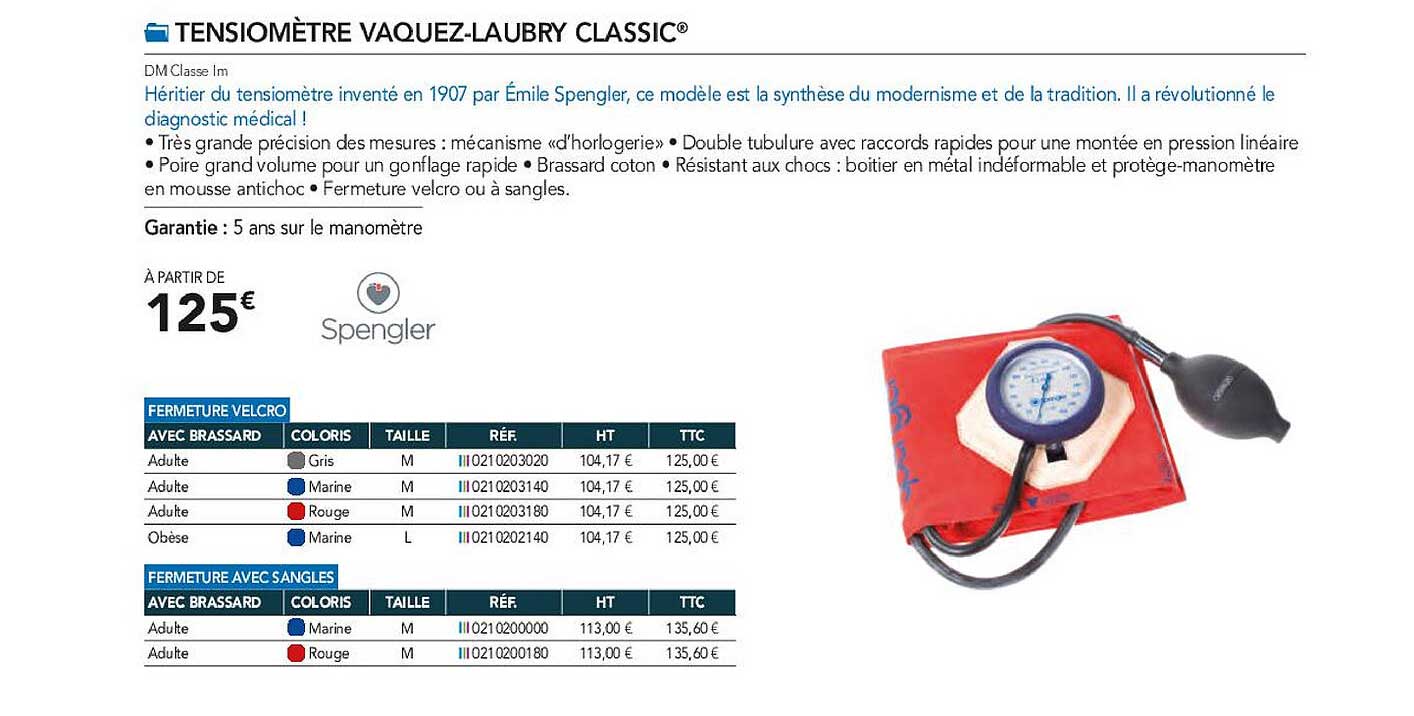 tensiomètre vaquez-laubry classic spengler