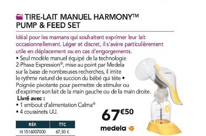 tire-lait manuel harmony pump & feed set