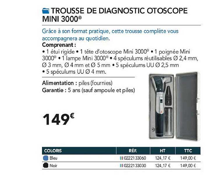 trousse de diagnostic otoscope mini 3000